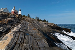 Rock Formations Lead Up to Pemaquid Lighthouse in Maine